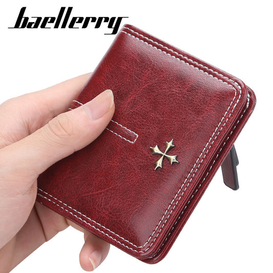 Women's Short Korean Style Multiple Slots Oil Ladies Wallets