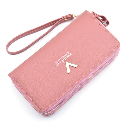 Women's Double Zipper Long Fashion Layer Multi Slots Change And Ladies Wallets