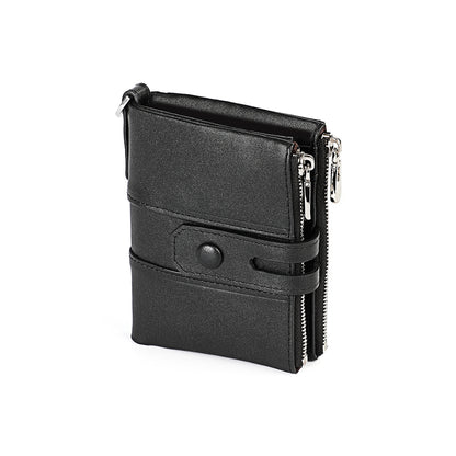 Men's Oil Wax Leather Zipper Hasp Clutch Men's Wallets