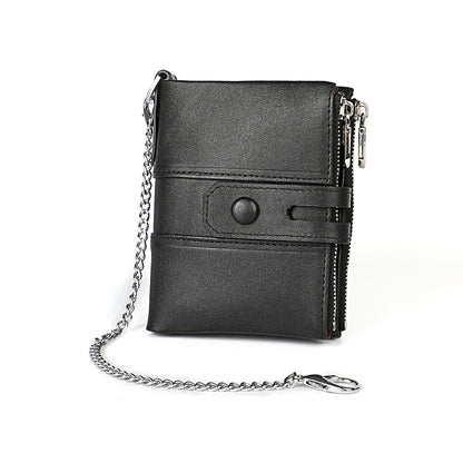 Men's Oil Wax Leather Zipper Hasp Clutch Men's Wallets