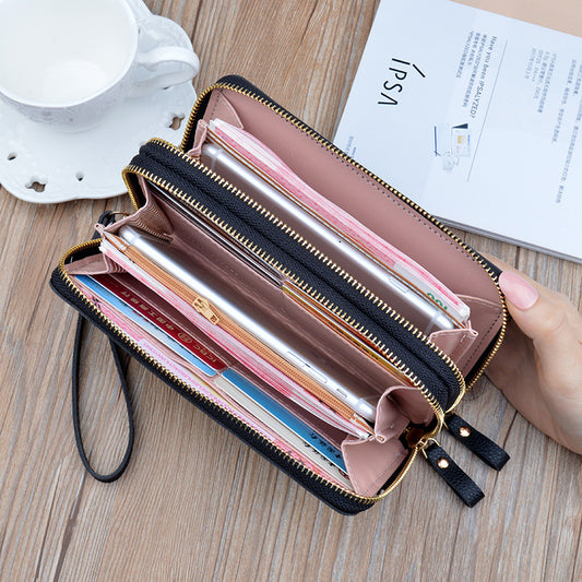 Women's Double Zipper Long Fashion Layer Multi Slots Change And Ladies Wallets