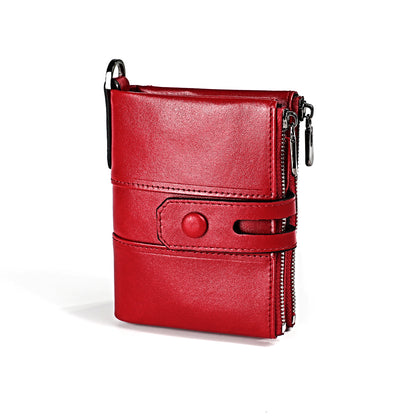 Men's Oil Wax Leather Zipper Hasp Clutch Men's Wallets