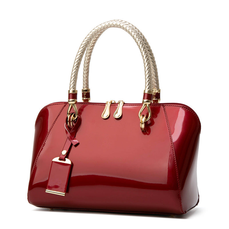 Women's Patent Leather Shiny Boston Fashion Handbags