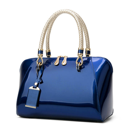 Women's Patent Leather Shiny Boston Fashion Handbags