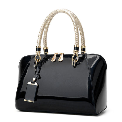 Women's Patent Leather Shiny Boston Fashion Handbags