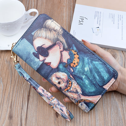 Women's Printed Long Zip Korean Style Fashion Large Ladies Wallets