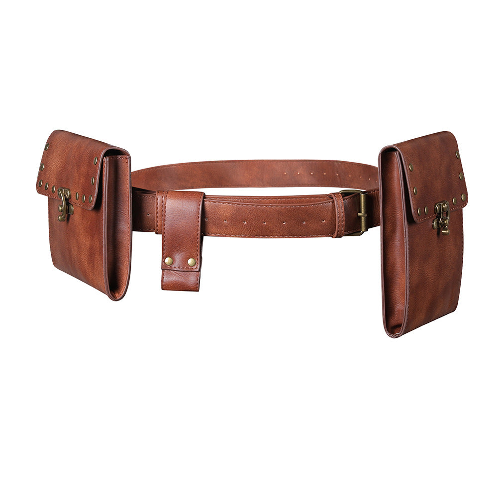 Women's Punk Vintage Brown Mobile Leisure Mini Waist Packs