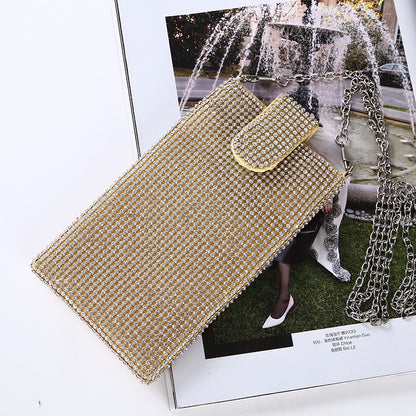 Women's Mobile Chain Rhinestone Vertical Party Phone Bags