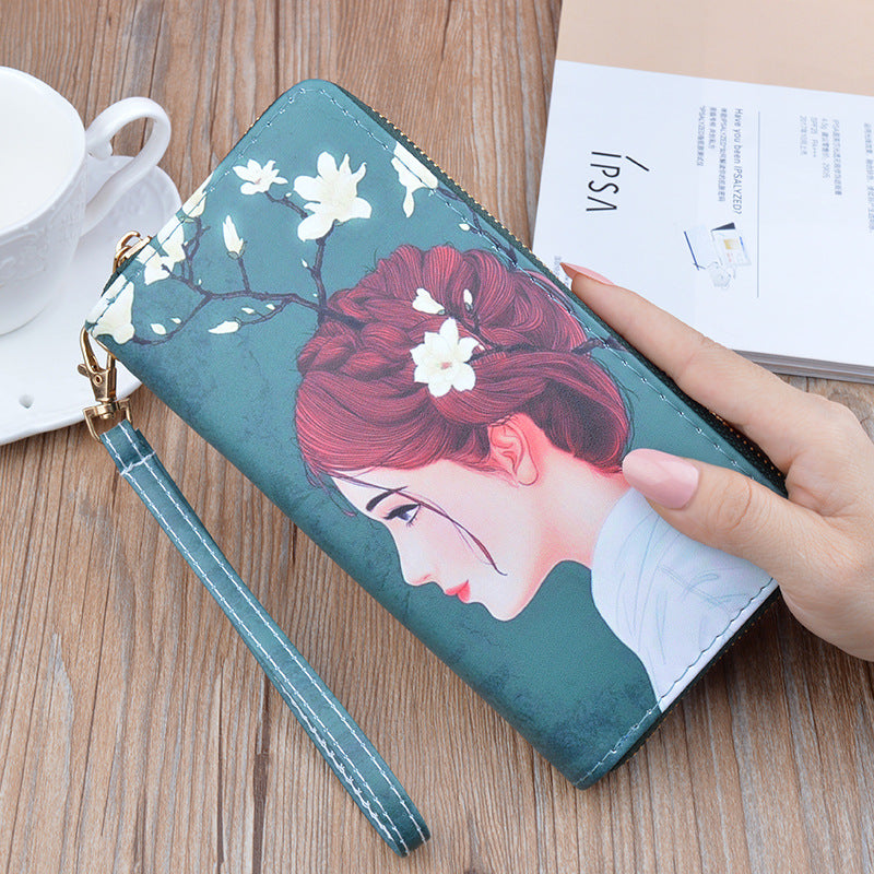 Women's Printed Long Zip Korean Style Fashion Large Ladies Wallets