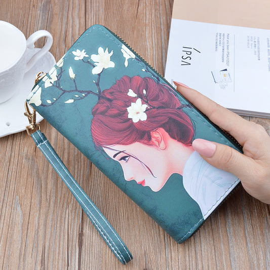 Women's Printed Long Zip Korean Style Fashion Large Ladies Wallets