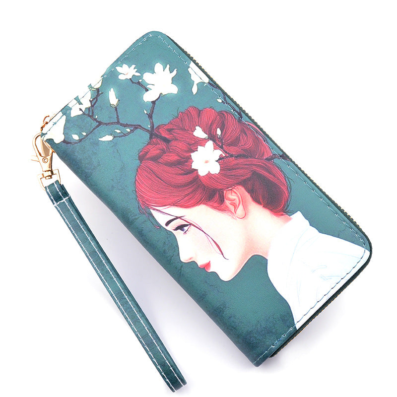 Women's Printed Long Zip Korean Style Fashion Large Ladies Wallets