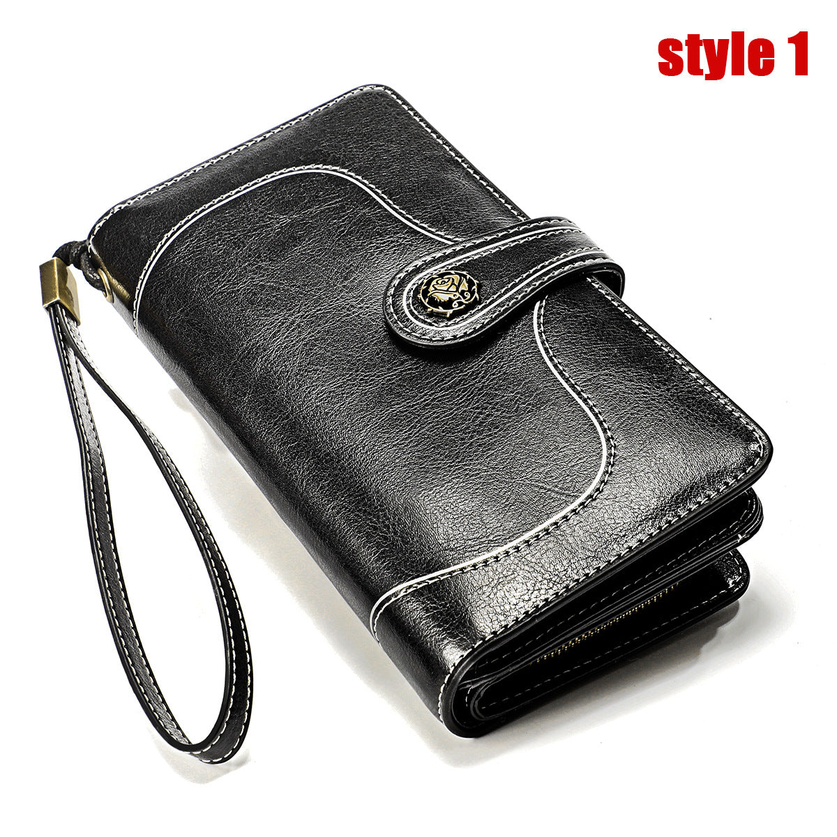 Large Capacity Long Retro Genuine Leather Ladies Wallets