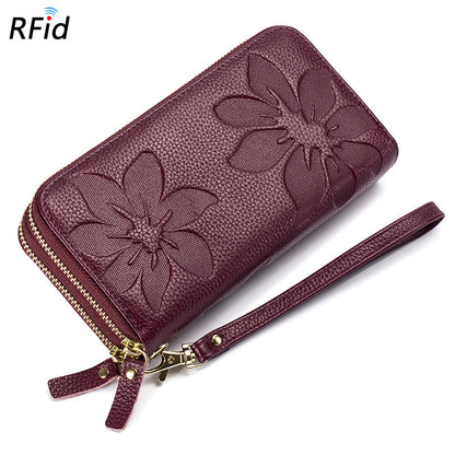 Women's Zipper Leather Large Capacity Long Top Ladies Wallets