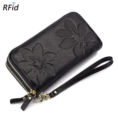 Women's Zipper Leather Large Capacity Long Top Ladies Wallets