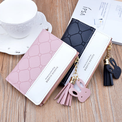 Women's Tassel Female Korean Style Fashion Plaid Ladies Wallets