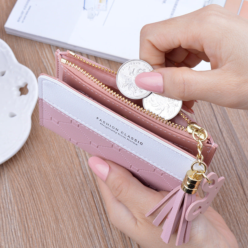 Women's Tassel Female Korean Style Fashion Plaid Ladies Wallets