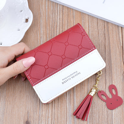 Women's Tassel Female Korean Style Fashion Plaid Ladies Wallets