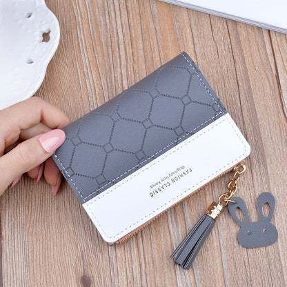 Women's Tassel Female Korean Style Fashion Plaid Ladies Wallets