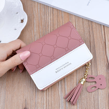 Women's Tassel Female Korean Style Fashion Plaid Ladies Wallets