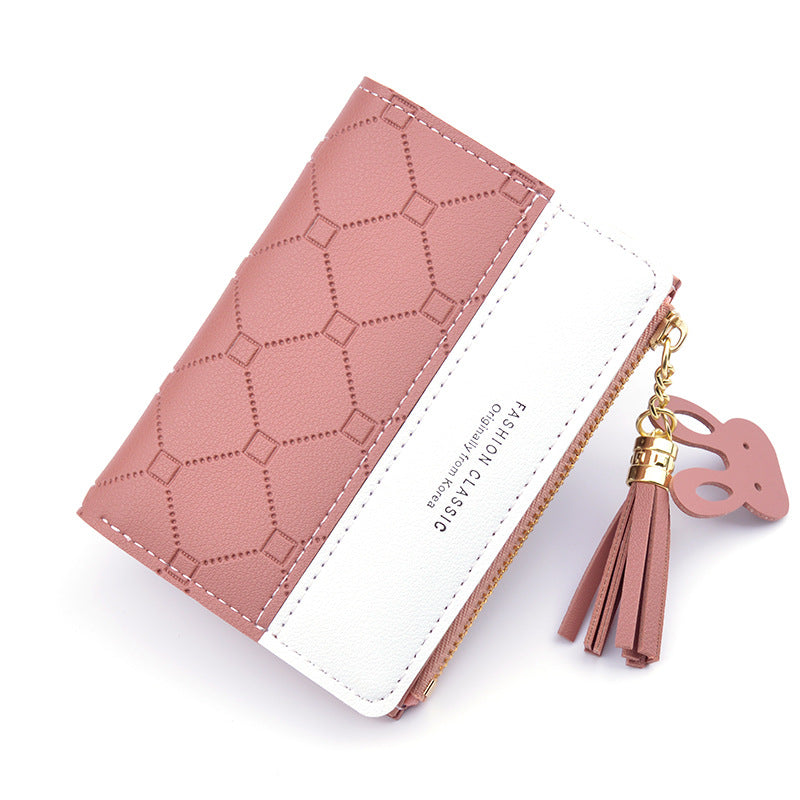 Women's Tassel Female Korean Style Fashion Plaid Ladies Wallets