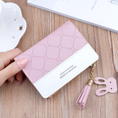 Women's Tassel Female Korean Style Fashion Plaid Ladies Wallets