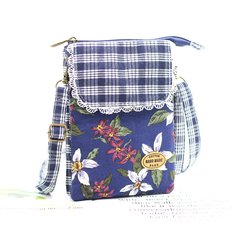 Women's Fashion Flower Cotton Big Screen Mobile Bags