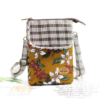 Women's Fashion Flower Cotton Big Screen Mobile Bags