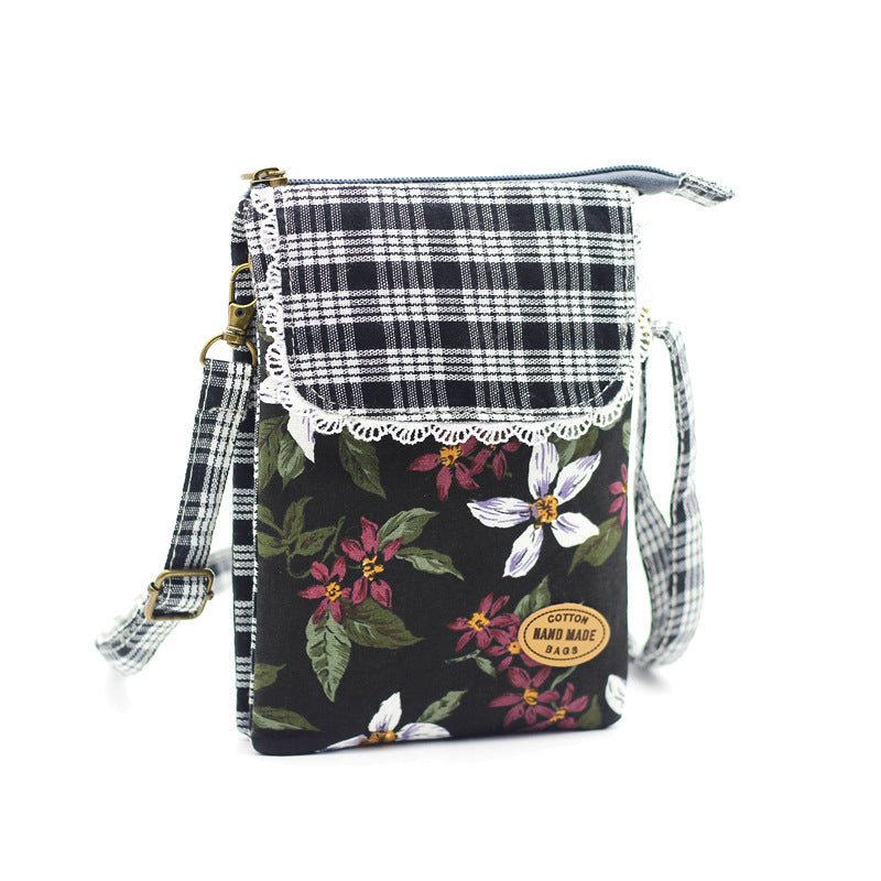 Women's Fashion Flower Cotton Big Screen Mobile Bags