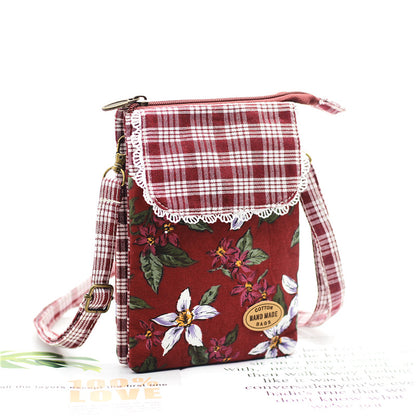 Women's Fashion Flower Cotton Big Screen Mobile Bags