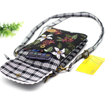 Women's Fashion Flower Cotton Big Screen Mobile Bags