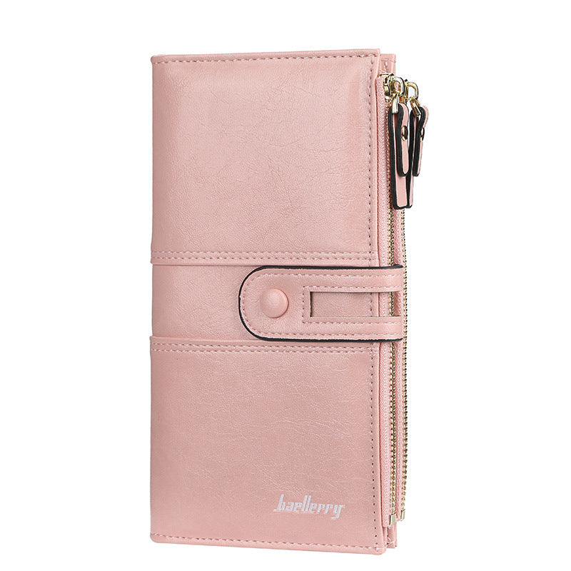 Women's Long Korean Style Oil Wax Leather Ladies Wallets