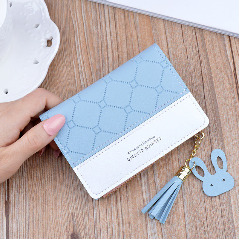 Women's Tassel Female Korean Style Fashion Plaid Ladies Wallets