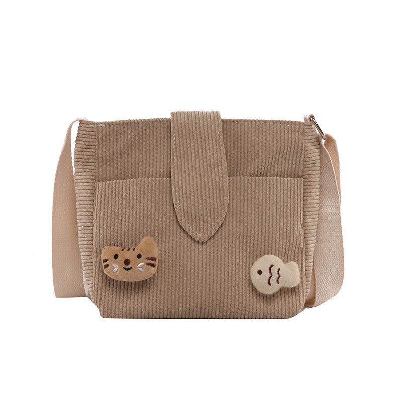 Vintage Style Cute Doll Plush Cat Crossbody Bags