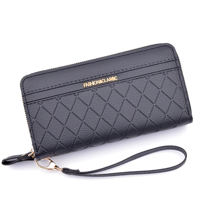 Women's Long Double Zip Clutch Fashion Plaid Large Capacity Change And Ladies Wallets