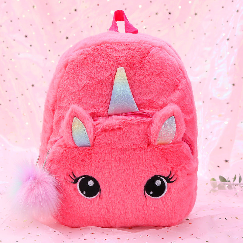 Peluche confortable Licorne Dessin animé mignon Sacs d'école pour élèves du primaire