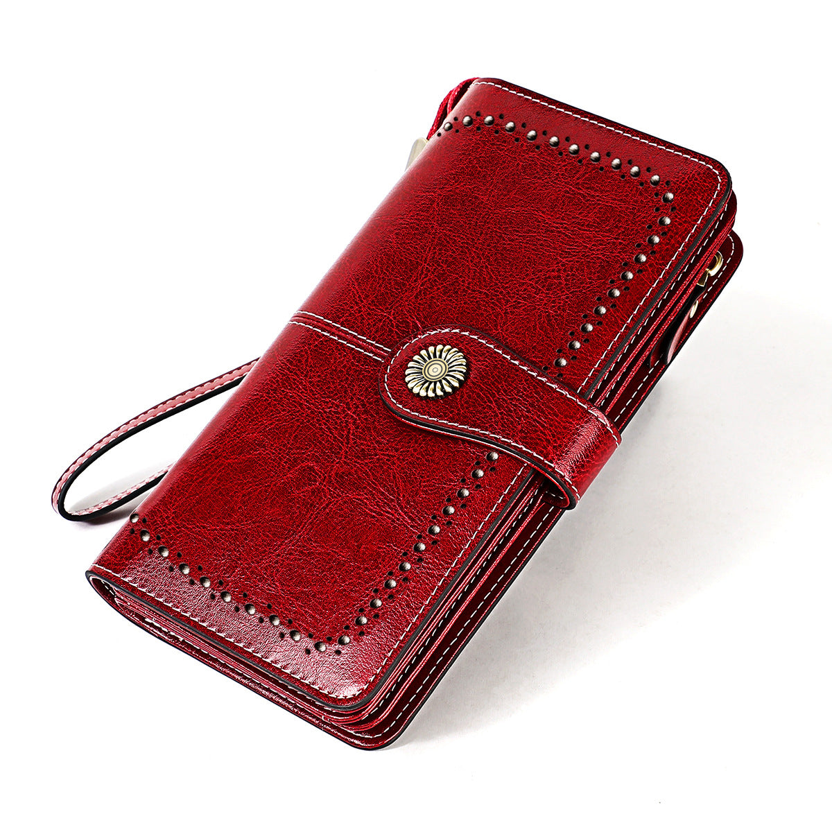 Women's Retro Oil Wax Skin Long Clutch Ladies Wallets