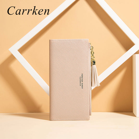 Women's Long Korean Fashionable Cross Pattern Tassel Ladies Wallets