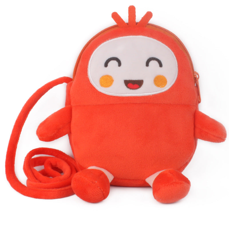 Porte-monnaie pour enfants en peluche mignon et oblique avec petite corde