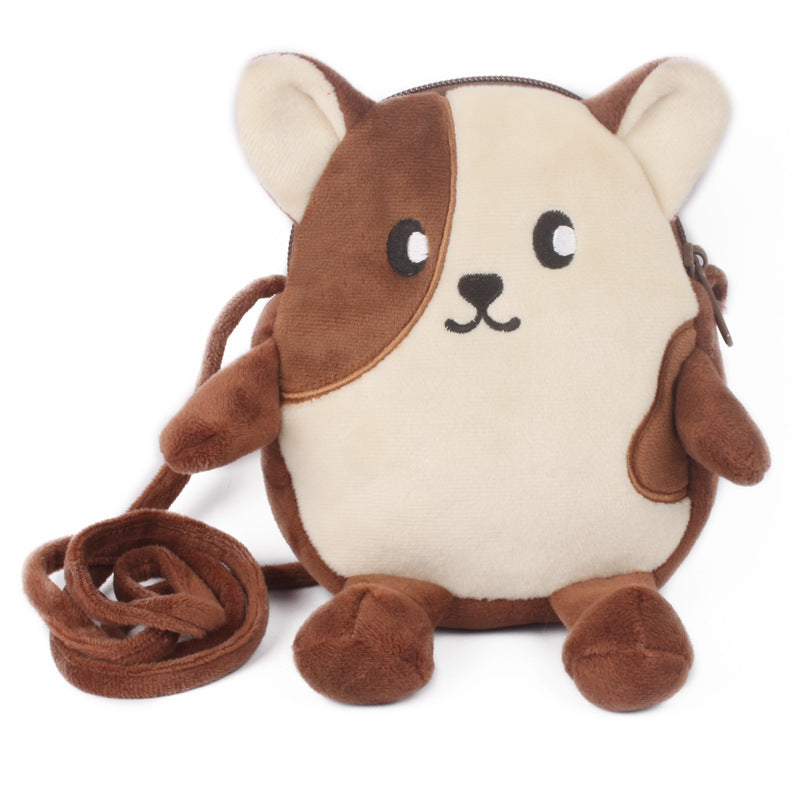 Porte-monnaie pour enfants en peluche mignon et oblique avec petite corde