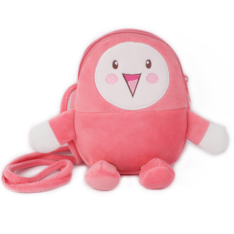 Porte-monnaie pour enfants en peluche mignon et oblique avec petite corde