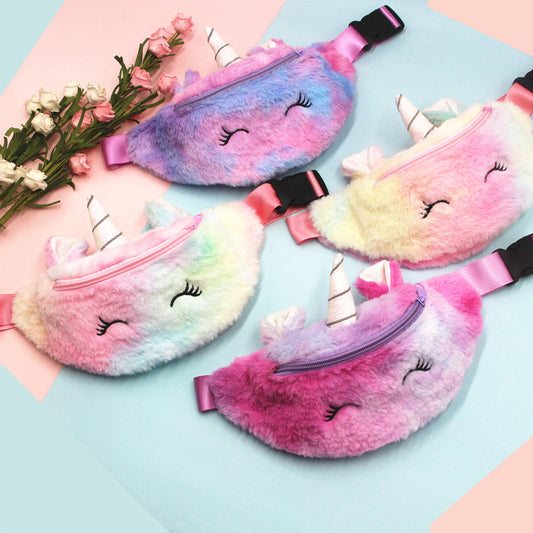 Children's Winter Plush Unicorn Cartoon Cute Waist Packs