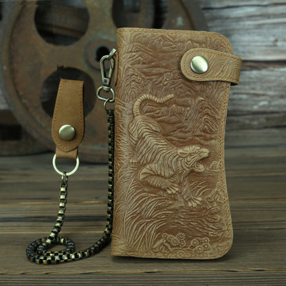 Men's Dragon Pattern Clutch Real Leather Long Crazy Ladies Wallets