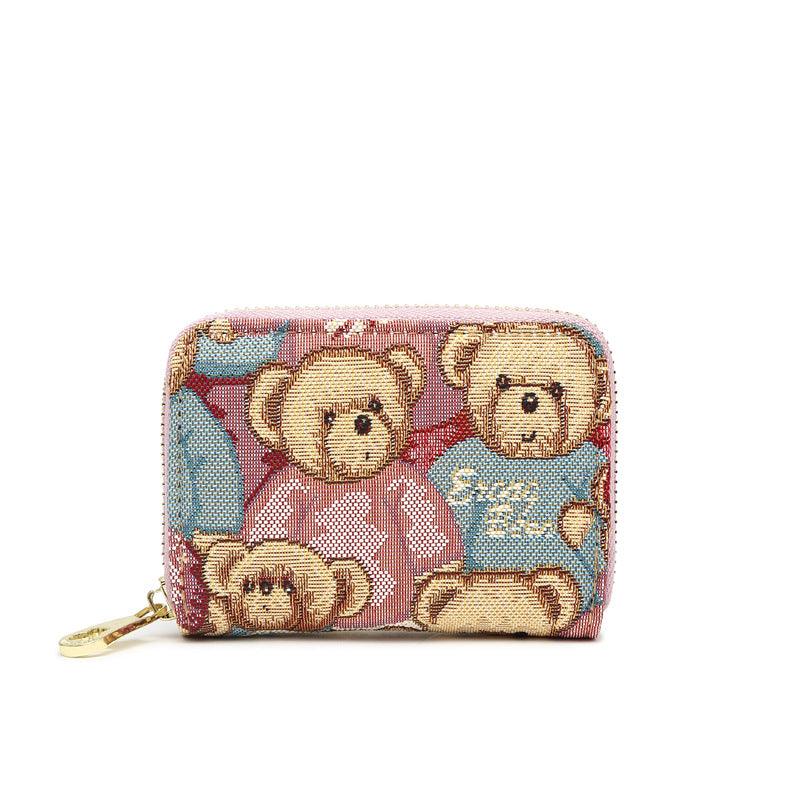 Women's Bear Attachment Multiple Slots Large Capacity Card Holder