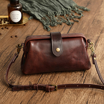 Handmade Summer Vegetable Tanning Leather Frame Crossbody Bags