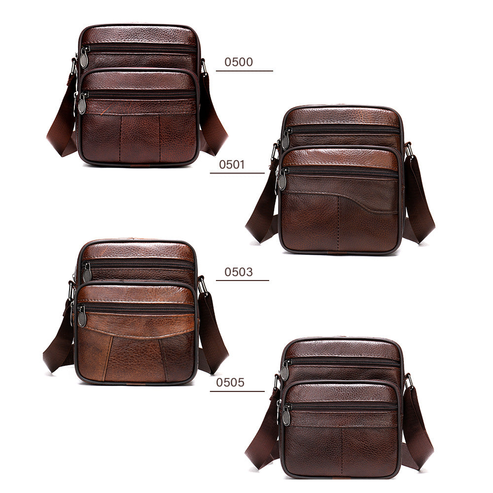 Men's Leather Vertical Top Layer Cowhide Men's Messenger Bags