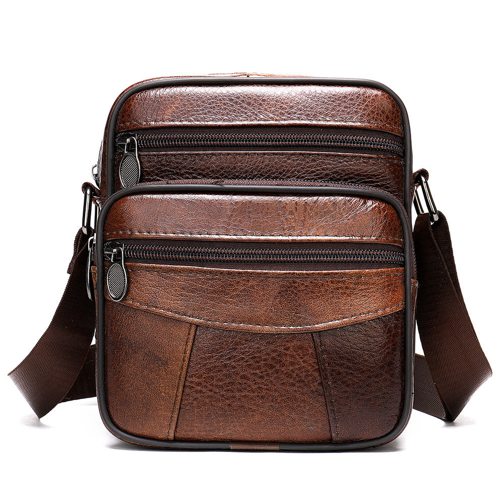 Men's Leather Vertical Top Layer Cowhide Men's Messenger Bags