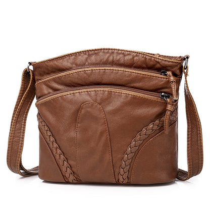 Women's Soft Leather Textured Retro Large Capacity Shoulder Bags