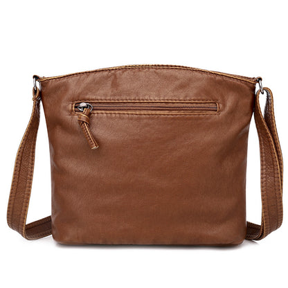 Women's Soft Leather Textured Retro Large Capacity Shoulder Bags