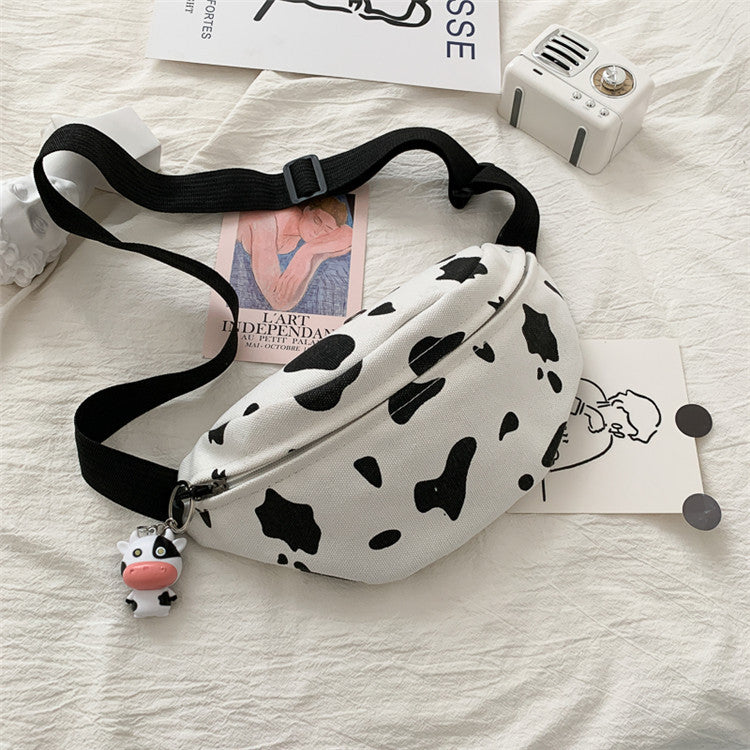 Cow Small Female Fashion Korean Canvas Waist Packs