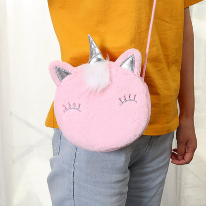 Children's Cartoon Cute Unicorn Personalized Colorful Fur Bags